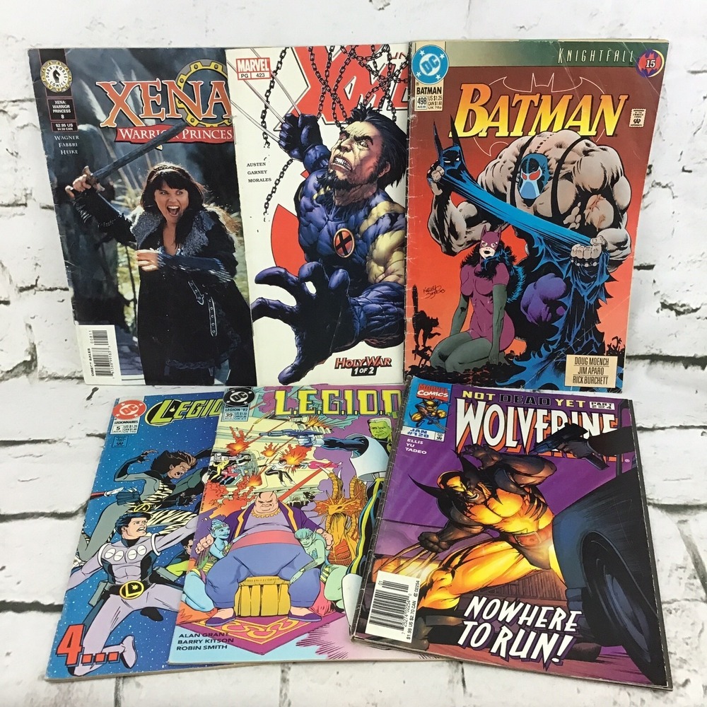 Vintage 90's Comic Books Marvel X-Men Dark Horse Xena DC Comics Batman Lot of 6‎